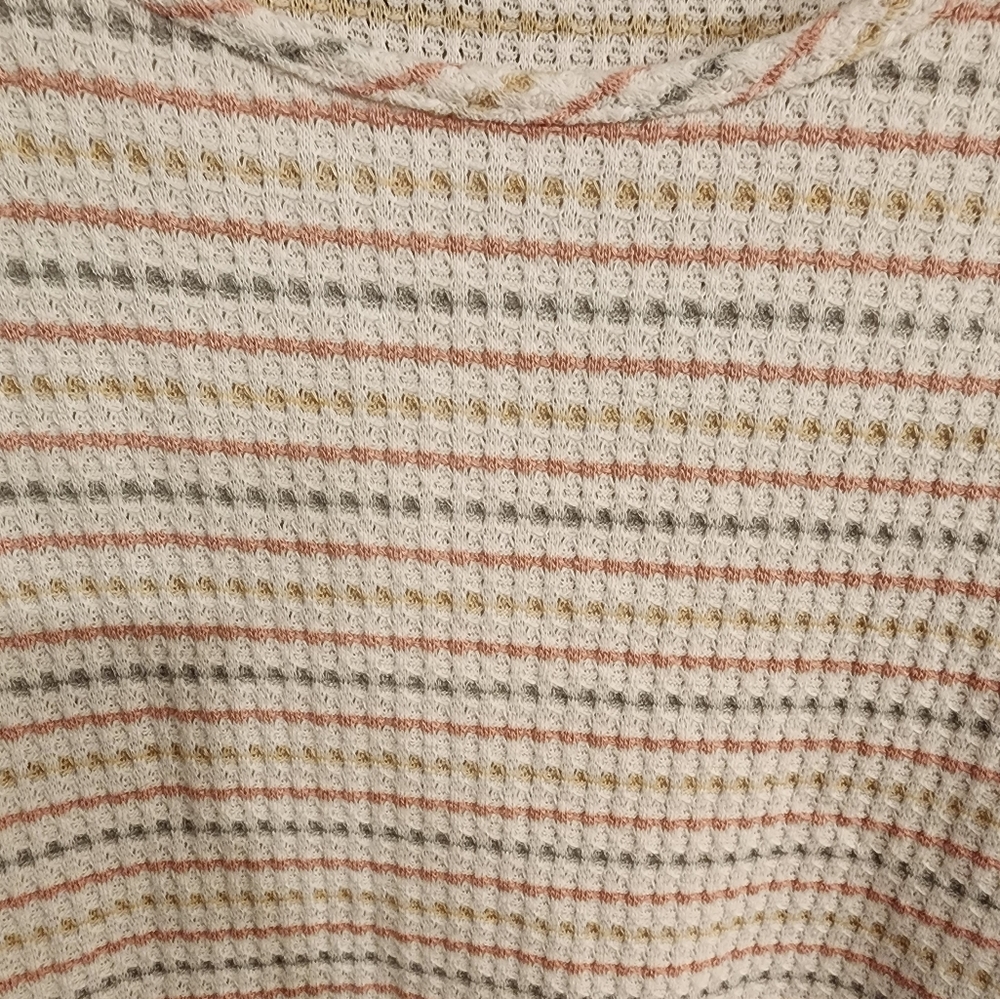 Paper Crane White Cropped Knit Top w Rose, Gold, Gray Stripes- SZ S - Picture 2 of 5